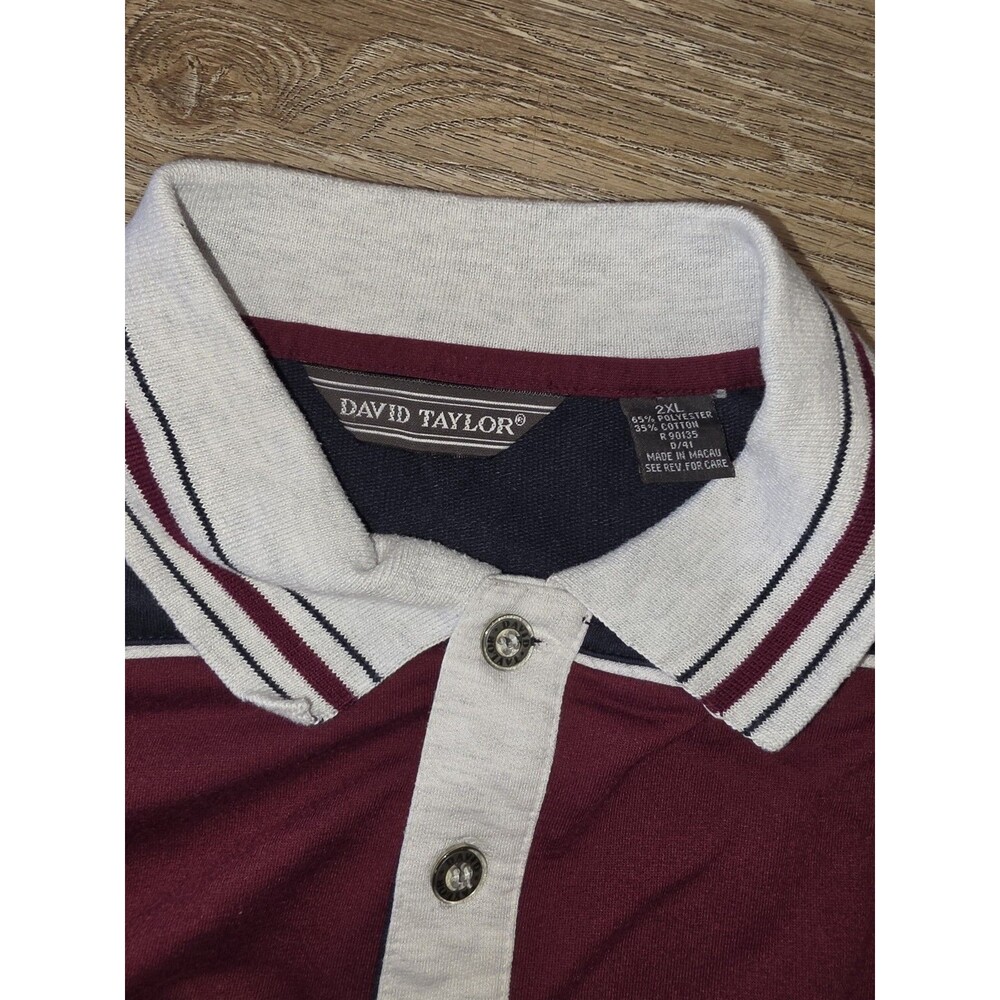 David Taylor Men's Striped Golf Polo Shirt Size 2XL - Picture 2 of 5